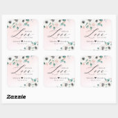 Spread Love Anemone floral blush bruiloft  Vierkante Sticker (Vel)