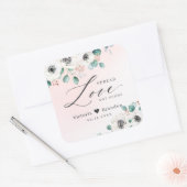 Spread Love Anemone floral blush bruiloft  Vierkante Sticker (Envelop)