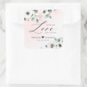 Spread Love Anemone floral blush bruiloft  Vierkante Sticker (Tas)