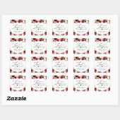 Spread Love Burgundy Red Floral Wedding Sanitizer Vierkante Sticker (Vel)