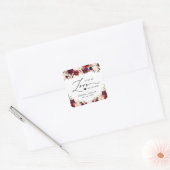 Spread Love Burgundy Red Floral Wedding Sanitizer Vierkante Sticker (Envelop)