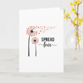 Spread love, dandelion with flying hearts kaart (Gele Bloem)