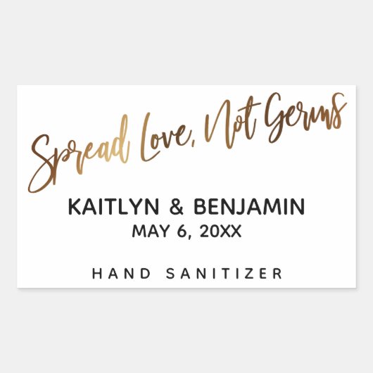 Spread Love, geen Germs Gold Handwriting Rechthoekige Sticker (Voorkant)