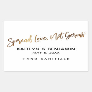 Spread Love, geen Germs Gold Handwriting Rechthoekige Sticker