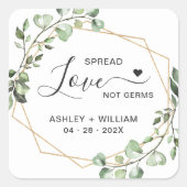 Spread Love Geometric Eucalyptus Wedding Sanitizer Vierkante Sticker (Voorkant)