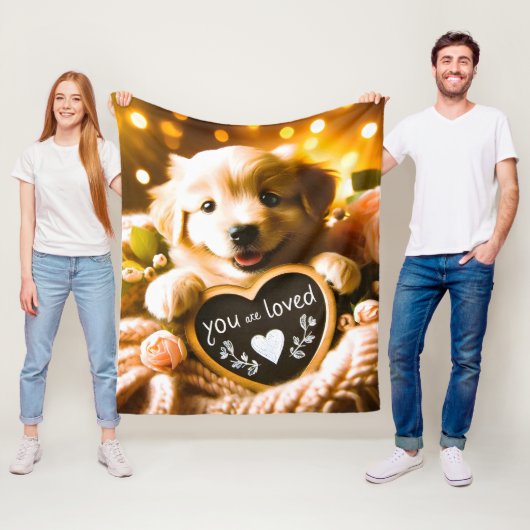 Spread Love: Golden Retriever beroemd gemaakt door Fleece Deken (In situ)