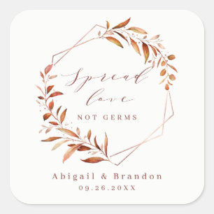 Spread Love Greenery Geometric Herfst Rustic Weddi Vierkante Sticker