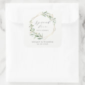 Spread Love Greenery Gold Geometric Rustic Wedding Vierkante Sticker (Tas)