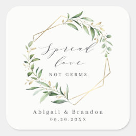 Spread Love Greenery Gold Geometric Rustic Wedding Vierkante Sticker