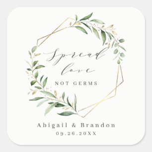 Spread Love Greenery Gold Geometric Rustic Wedding Vierkante Sticker