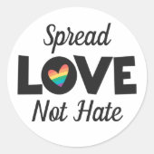 Spread Love haat LGBT-regenbooghart Ronde Sticker (Voorkant)