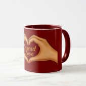 Spread Love Heart Hands Gold Combo Mug Mok (Voorkant rechts)