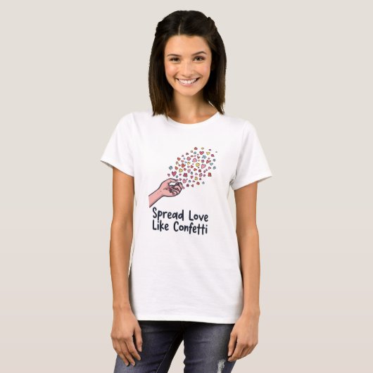 Spread Love Like Confetti – World Kindness Day Tee T-shirt (Voorkant volledig)