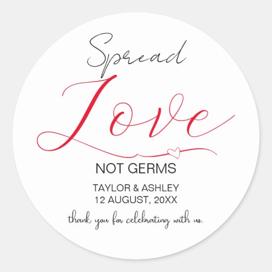 Spread Love Minimal Script Handdesinfectiegelabel Ronde Sticker (Voorkant)