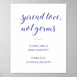 Spread Love Not Germs Blue Hand Sanitizer Wedding Poster