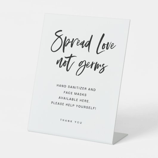 Spread Love Not Germs | Casual typografie Reclamebord Met Voetstuk (Voorkant)
