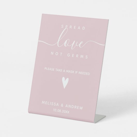 Spread Love not Germs - Covid Safety Wedding Reclamebord Met Voetstuk (Voorkant)