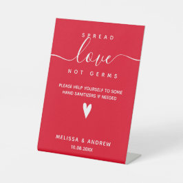 Spread Love not Germs - Covid Safety Wedding Reclamebord Met Voetstuk
