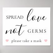 Spread Love Not Germs Covid Wedding Reception Sign Poster (Voorkant)