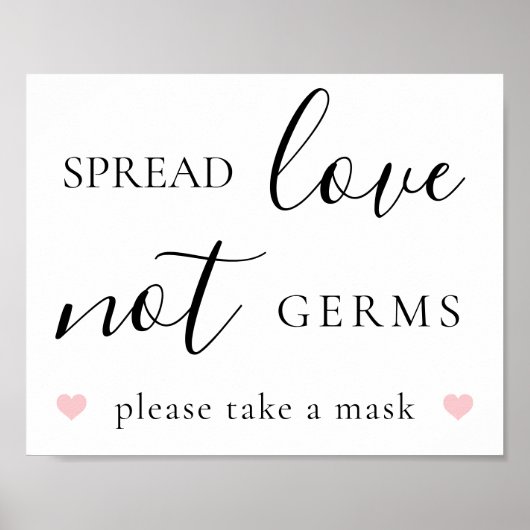 Spread Love Not Germs Covid Wedding Reception Sign Poster (Voorkant)