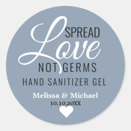 Spread Love not Germs Dusty Blue Wedding Favor Ronde Sticker