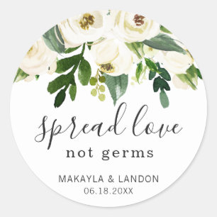 Spread Love not Germs Floral Elegant Wedding Ronde Sticker