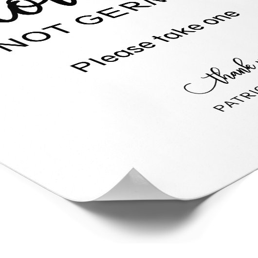 Spread Love Not Germs Hand Sanitizer Favors Sign Poster (Hoek)