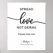 Spread Love Not Germs Hand Sanitizer Favors Sign Poster (Voorkant)