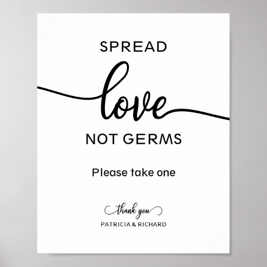 Spread Love Not Germs Hand Sanitizer Favors Sign Poster (Voorkant)