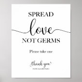 Spread Love Not Germs Hand Sanitizer Favors Sign Poster (Voorkant)
