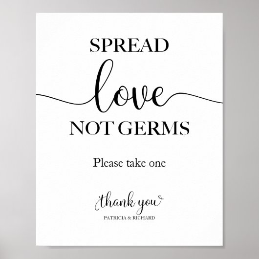 Spread Love Not Germs Hand Sanitizer Favors Sign Poster (Voorkant)