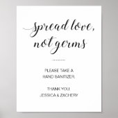 Spread Love not Germs Hand Sanitizer Wedding Poster (Voorkant)