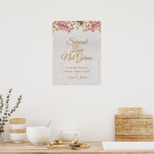 Spread Love not Germs Pink Orchids Script Weduwsch Poster (Keuken)