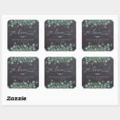 Spread Love Not Germs Rustic Eucalyptus Wedding Vierkante Sticker (Vel)
