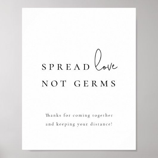 Spread Love Not Germs Sanitizer Station Wedding P Poster (Voorkant)
