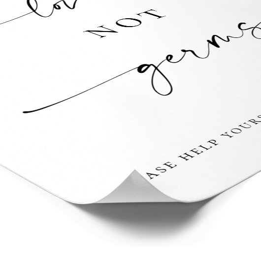 Spread Love Not Germs Sanitizer Station Wedding Poster (Hoek)