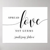 Spread Love not Germs Sanitizing Station Wedding Poster (Voorkant)