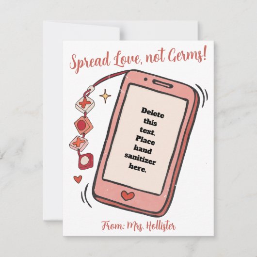 Spread Love Not Germs Valentijns Hand Sanitizer Kaart (Voorkant)