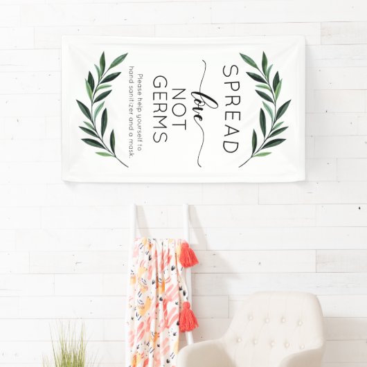 Spread Love Not Germs Waterverf Greenery Banner (Insitu)