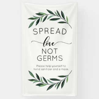 Spread Love Not Germs Waterverf Greenery Banner