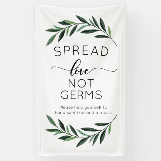 Spread Love Not Germs Waterverf Greenery Banner (Verticaal)