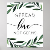 Spread Love Not Germs Waterverf Greenery Poster (Voorkant)