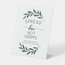 Spread Love Not Germs Waterverf Greenery Reclamebord Met Voetstuk