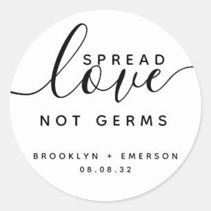 Spread Love Not Germs Wedding Hand Sanitizer Ronde Sticker
