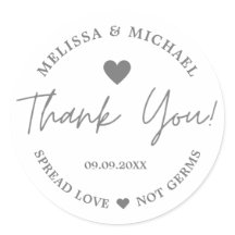 Spread Love not Germs Wedding Silver Bedankt