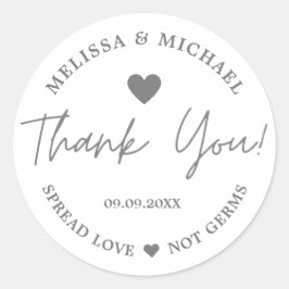 Spread Love not Germs Wedding Silver Bedankt Ronde Sticker