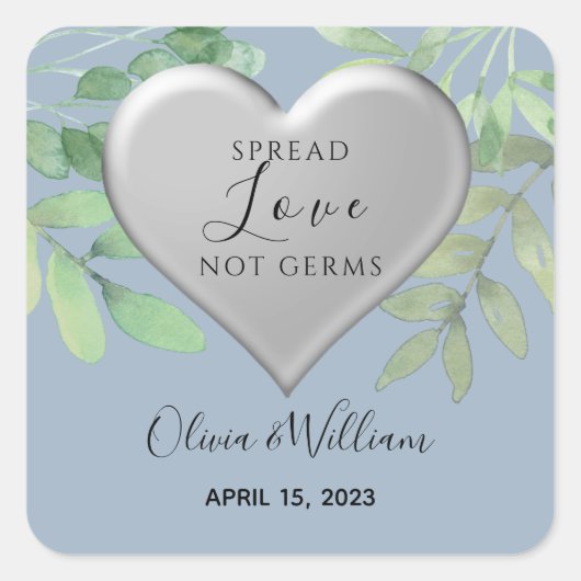 Spread Love Not Germs Wedding Square Sticker (Voorkant)