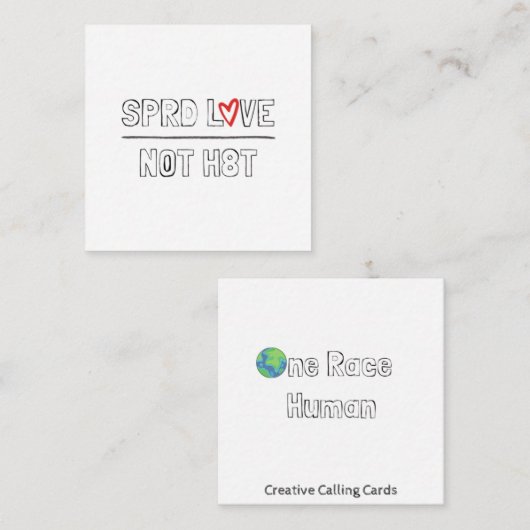 Spread Love Not Hate Contactkaartje (Voorkant / Achterkant)