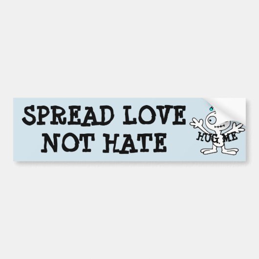 Spread Love Not Hate Hugs, Alien Bumpersticker (Voorkant)