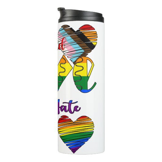 Spread Love Not Hate Thermosbeker (Geroteerd rechts)